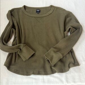 GAP Olive Waffle Knit Top